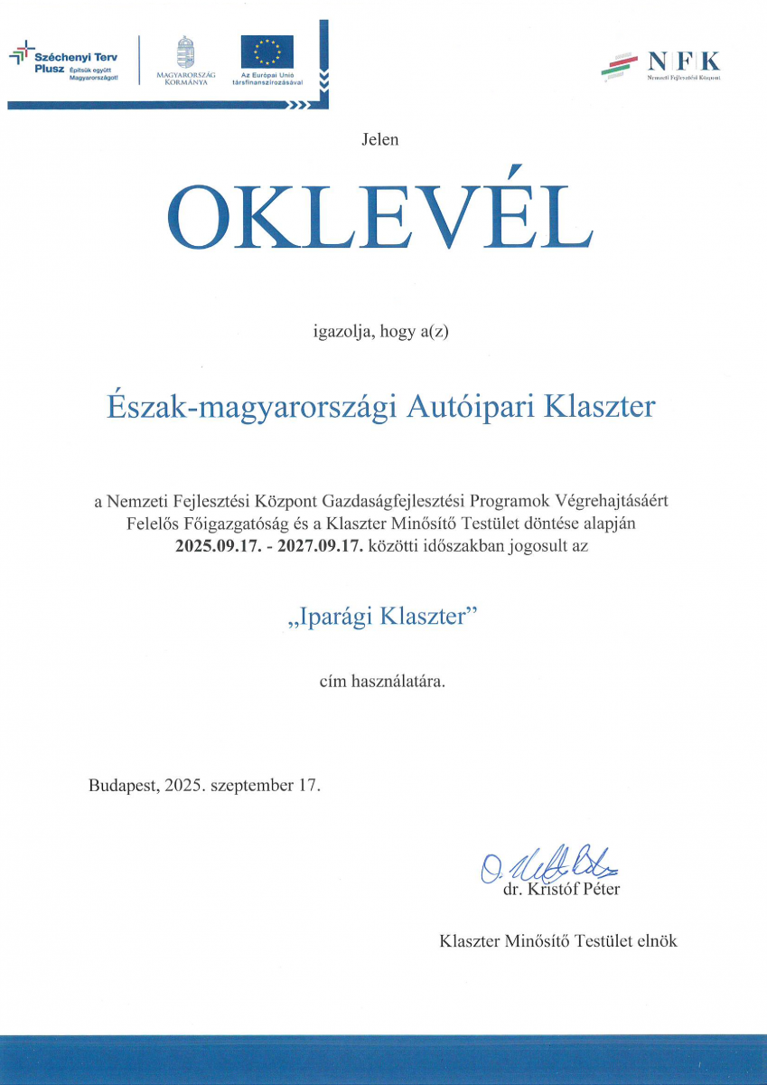 NOHAC Oklevél 2025 kép