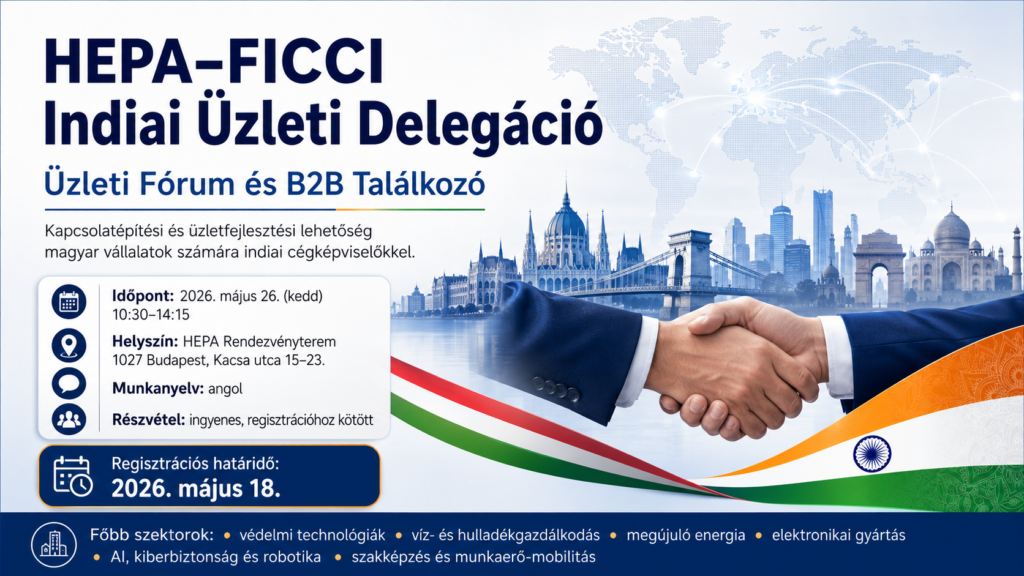 HEPA-FICCI Indiai Üzleti Delegáció - Üzleti Fórum és B2B Találkozó - 2026. május 26. - kép