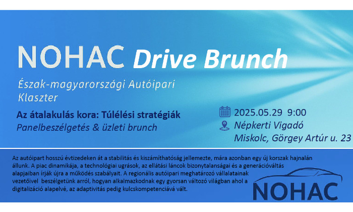 "NOHAC Drive Brunch" az Észak-magyarországi Autóipari Klaszter szervezésében