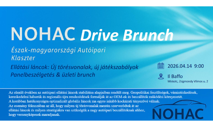 "NOHAC Drive Brunch" az Észak-magyarországi Autóipari Klaszter szervezésében