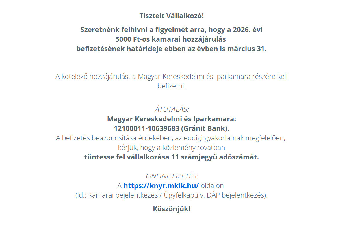 Hozzájárulás 2026.